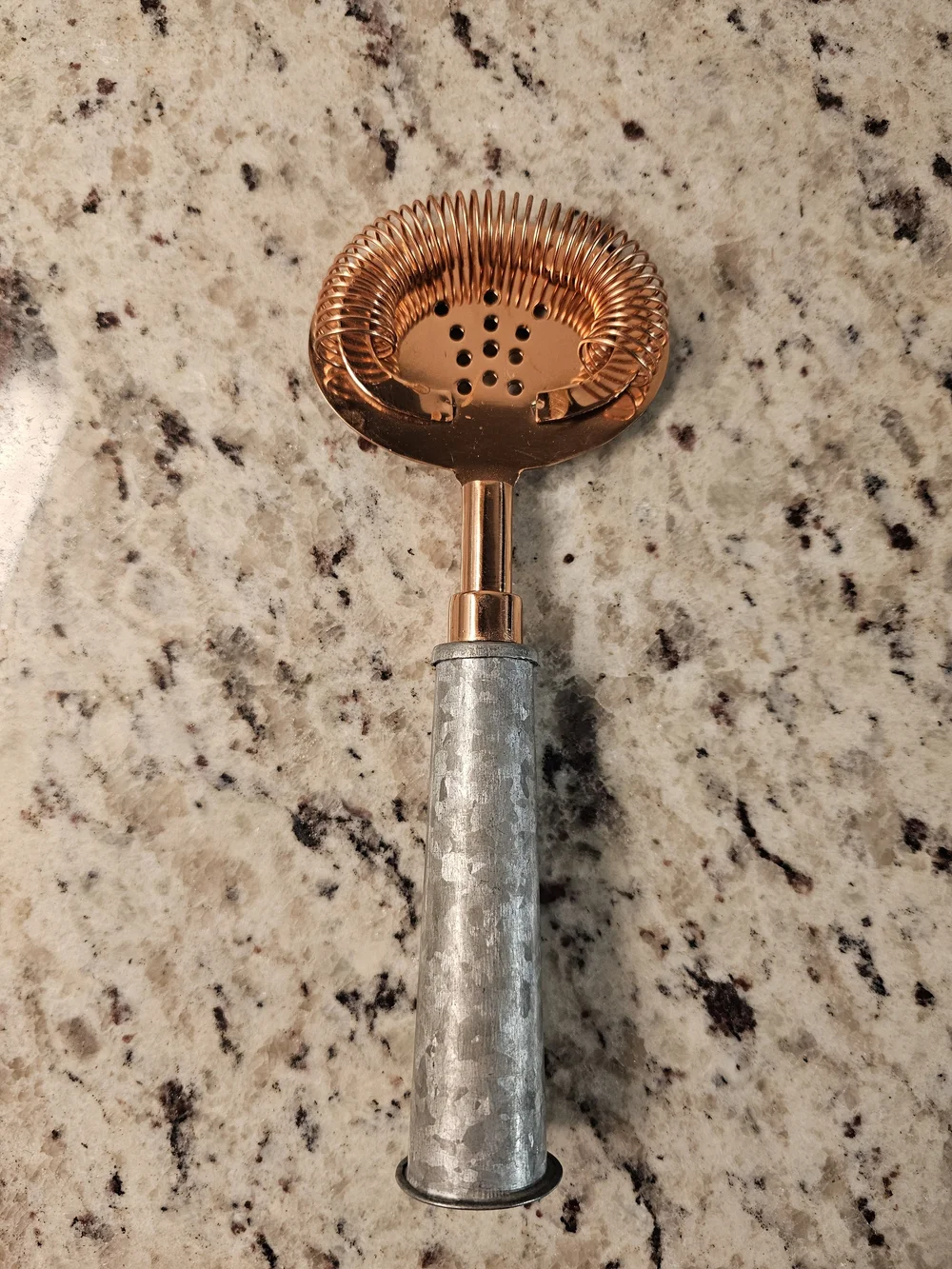 Copper Spring Hawthorne Cocktail Strainer with Galvanized Handle
